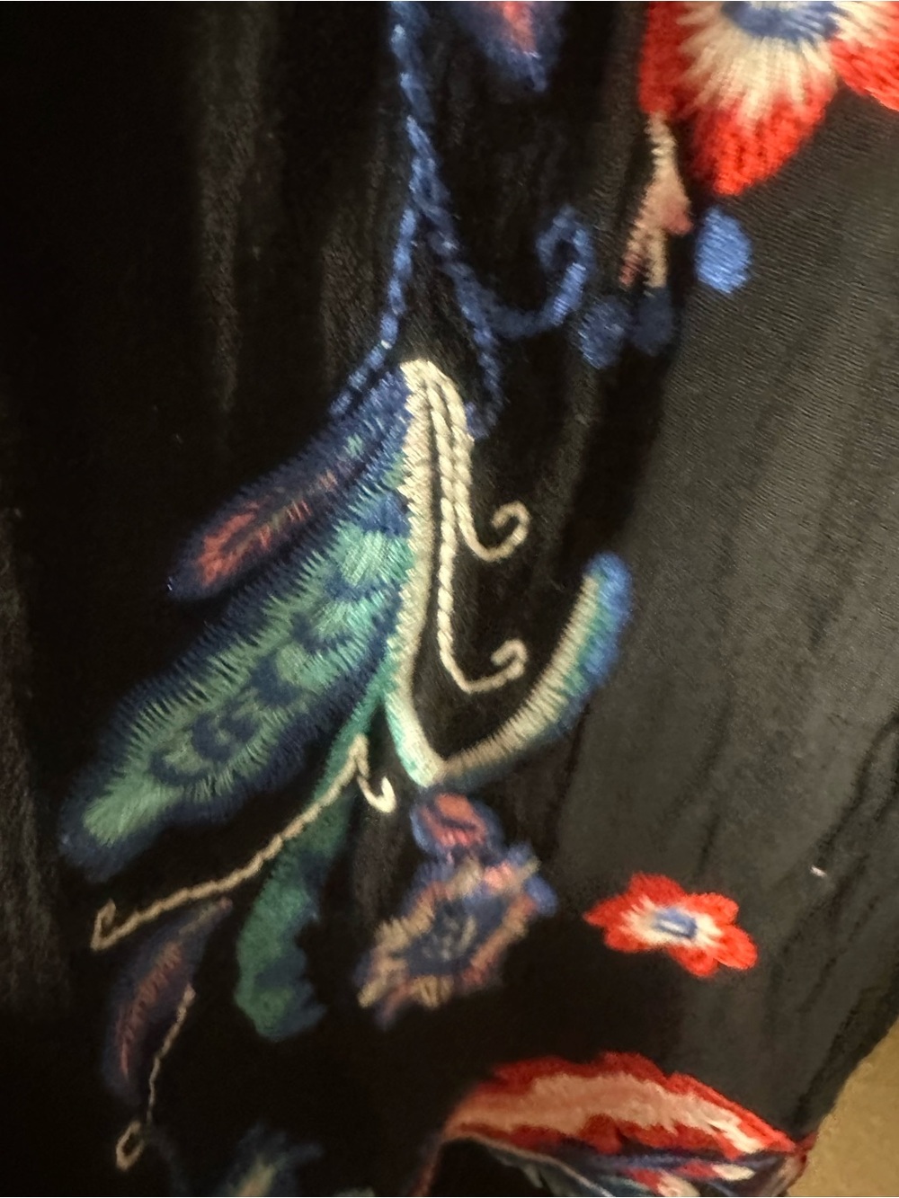 Curations M/L Black Embroidered Floral Boho Open Front Kimono Cardigan Jacket - Picture 3 of 6